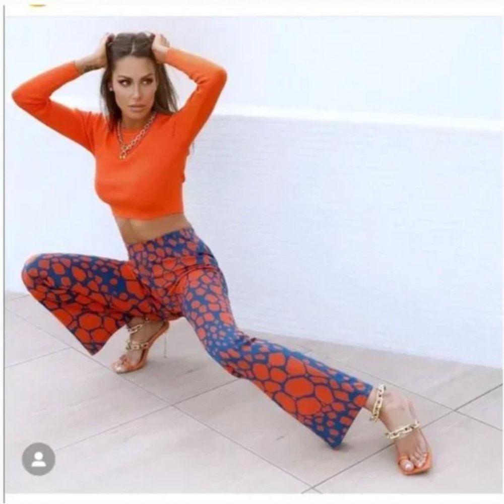 NWT ZARA PRINT FLARED PANTS